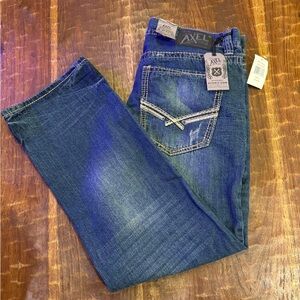 NWT TK Axel Jeans Mens 34X30 Blue Denim Boot Cut Stretch Stonington Western